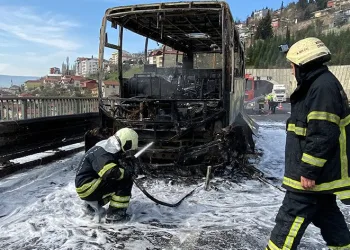 TEM’de minibüs alev topuna döndü