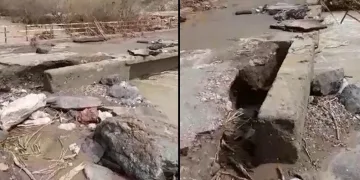 Sel suları köprüye zarar verdi