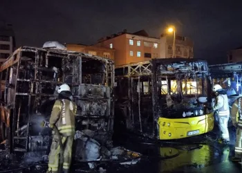 Park halindeki 3 otobüs alev aldı