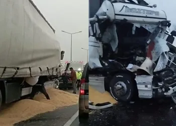 Tır kazada hurdaya döndü, sürücü yaralandı