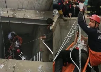Kuyuya düşen işçi kurtarıldı