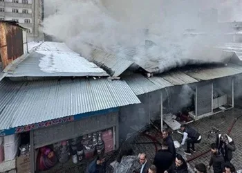 Halk pazarında yangın
