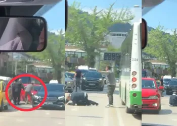 Bursa’da kavga ettiği sürücüyü az daha eziyordu
