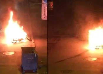 Bursa’da seyir halindeki motosiklet alev alev yandı