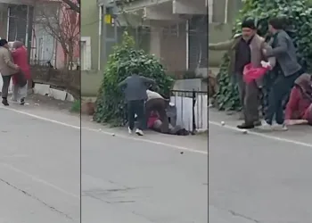 Yaşlı kadına sokak ortasında tekme tokat şiddet
