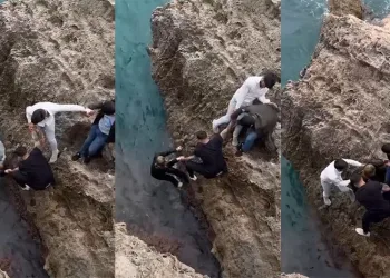 Genç kadını imece usulü kurtardılar