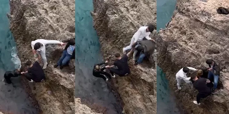 Genç kadını imece usulü kurtardılar