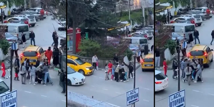 Bursa’da kadınların yan bakma kavgası kamerada