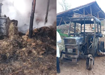Traktörde çıkan yangın samanlığı da yaktı