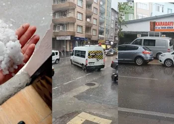 Bursa’da aniden bastıran dolu ve sağanak yağış