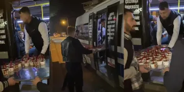 Otobüsleri durdurup yolculara helva ikram ettiler