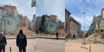 5 katlı metruk bina tamamen çöktü