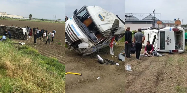 Minibüs ile kamyon çarpıştı