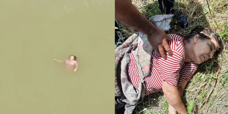 Nehre düşen kadını son anda kurtardılar