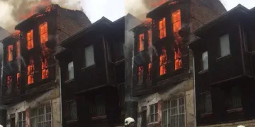 Beykoz’da ahşap bina yanarak kül oldu
