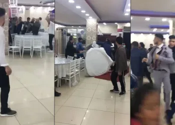Düğünde meydan kavgası, masa ve sandalyeler havada uçuştu