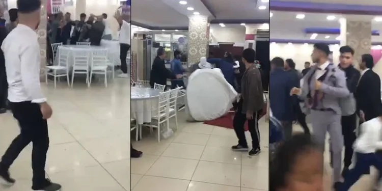Düğünde meydan kavgası, masa ve sandalyeler havada uçuştu