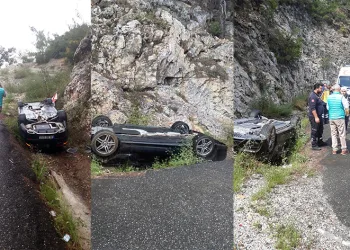 Araç ters döndü, sürücü yara almadı