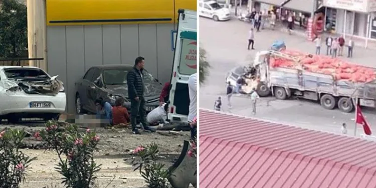Freni patlayan kamyon araçlara daldı