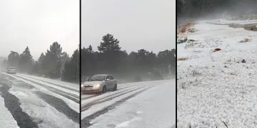 Dolu yağışı yolu beyaza bürüdü