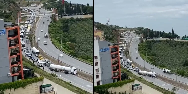 İstanbul yolunda kaza yapan tanker trafiği kilitledi
