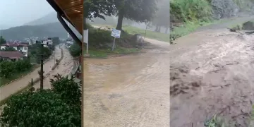 Sağanak yağış gölü taşırdı