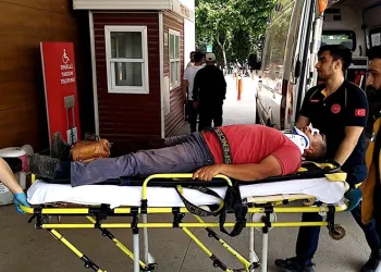 Damperi üst geçide çarpan kamyon şarampole uçtu