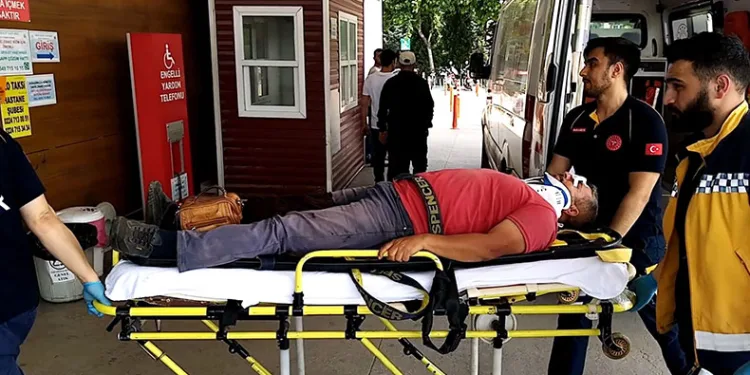 Damperi üst geçide çarpan kamyon şarampole uçtu