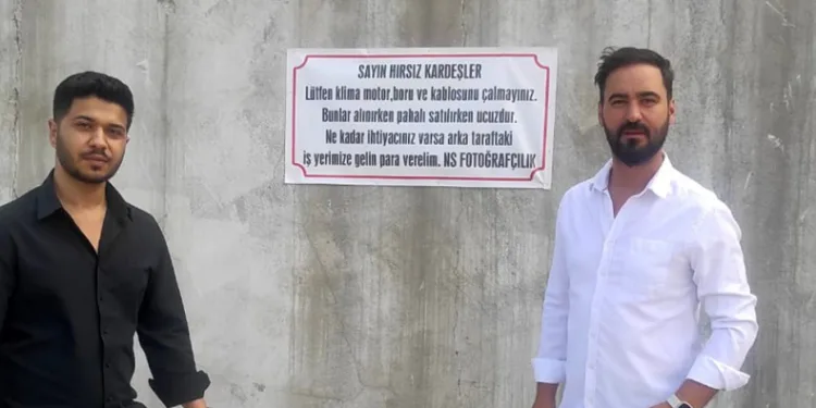 Esnaftan hırsızlara uyarı yazısı