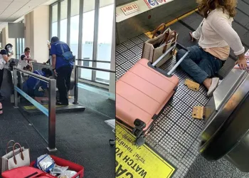 Yürüyen yola bacağı sıkıştı, kesilerek kurtarıldı