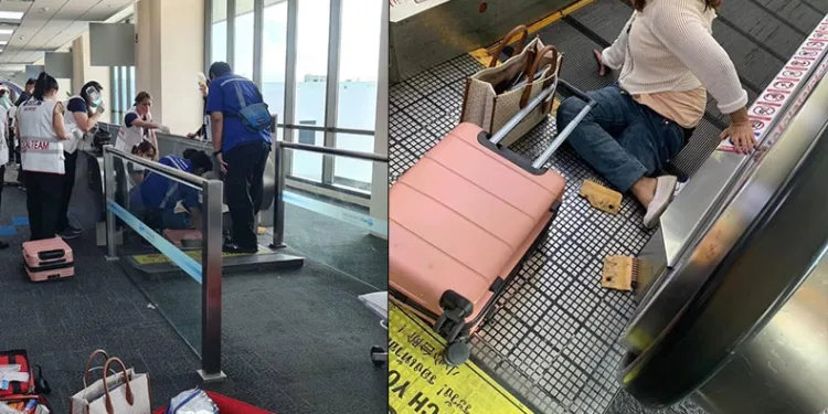 Yürüyen yola bacağı sıkıştı, kesilerek kurtarıldı