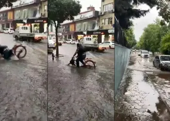 Yağmurlu havada bisikletlinin hazin sonu