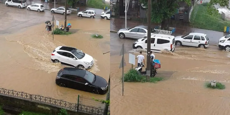 Tatil bölgesi sağanak yağışa teslim oldu