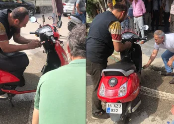 Motosikletin içinden 1 metrelik yılan çıktı