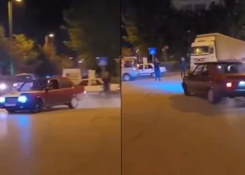 Bursa’da trafik magandası umursamazca drift attı