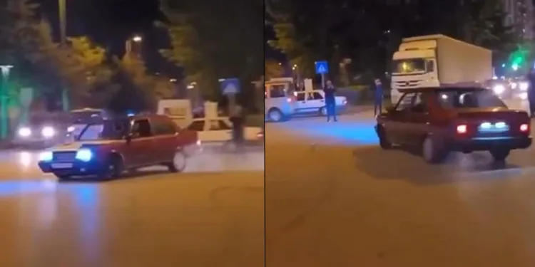 Bursa’da trafik magandası umursamazca drift attı