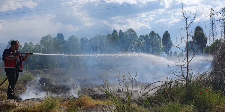 Hidroelektrik santrali arazisinde korkutan yangın