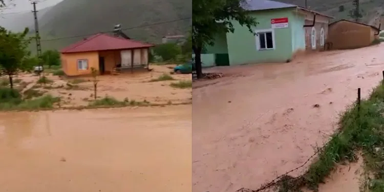 Darende’de sağanak yağış etkili oldu