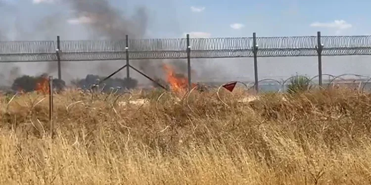 Mayınlı alanda korkutan yangın