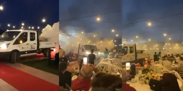 İlaçlama aracı gelin ve damattan önce geçti
