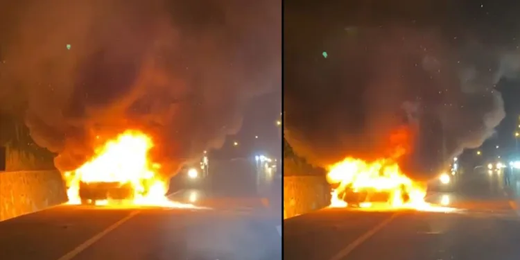 Sürücü son anda yanmaktan kurtuldu