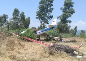 Özel bir uçak araziye düştü
