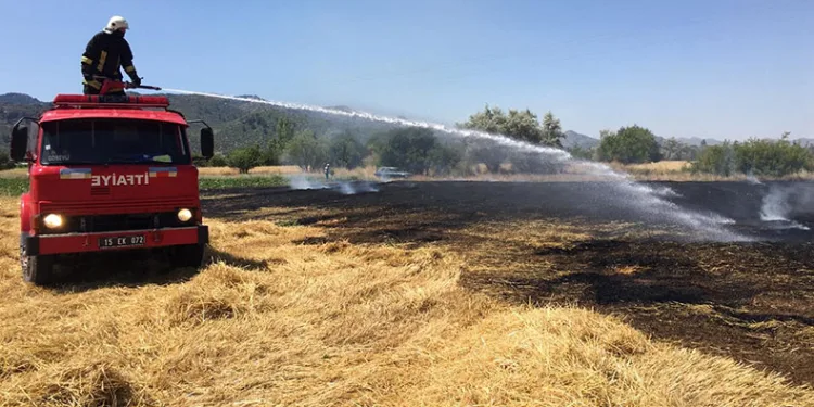 Burdur’da anız yangını