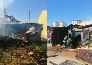 Odunlukta korkutan yangın