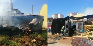 Odunlukta korkutan yangın