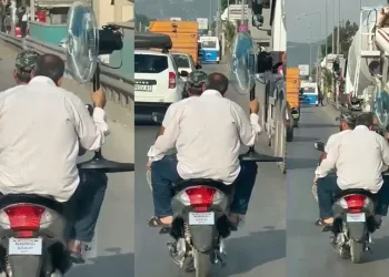 Serinlemek için çareyi vantilatörde buldu