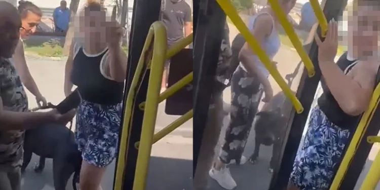 Otobüse köpekle alınmayan kadın ortalığı birbirine kattı