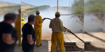 Anız yangını bahçeye sıçradı