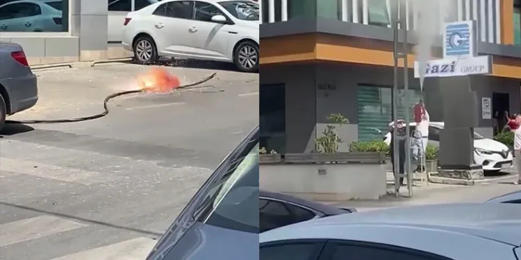 Sıcaktan elektrik kabloları yandı