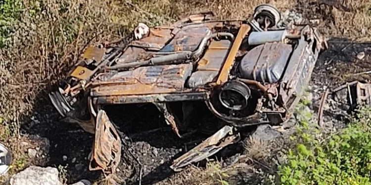 Şarampole devrilen otomobil alev aldı, sürücüsü hayatını kaybetti